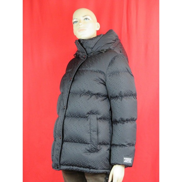 NWT BURBERRY SELLINDGE BLACK TB MONOGRAM LOGO HOODED DOWN PUFFER JACKET S - Picture 8 of 13